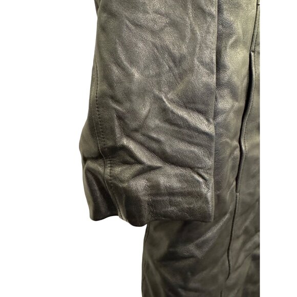 Vintage Wilsons Leather Womens Black Leather Coat Size L Insulated Button Front - Picture 7 of 11